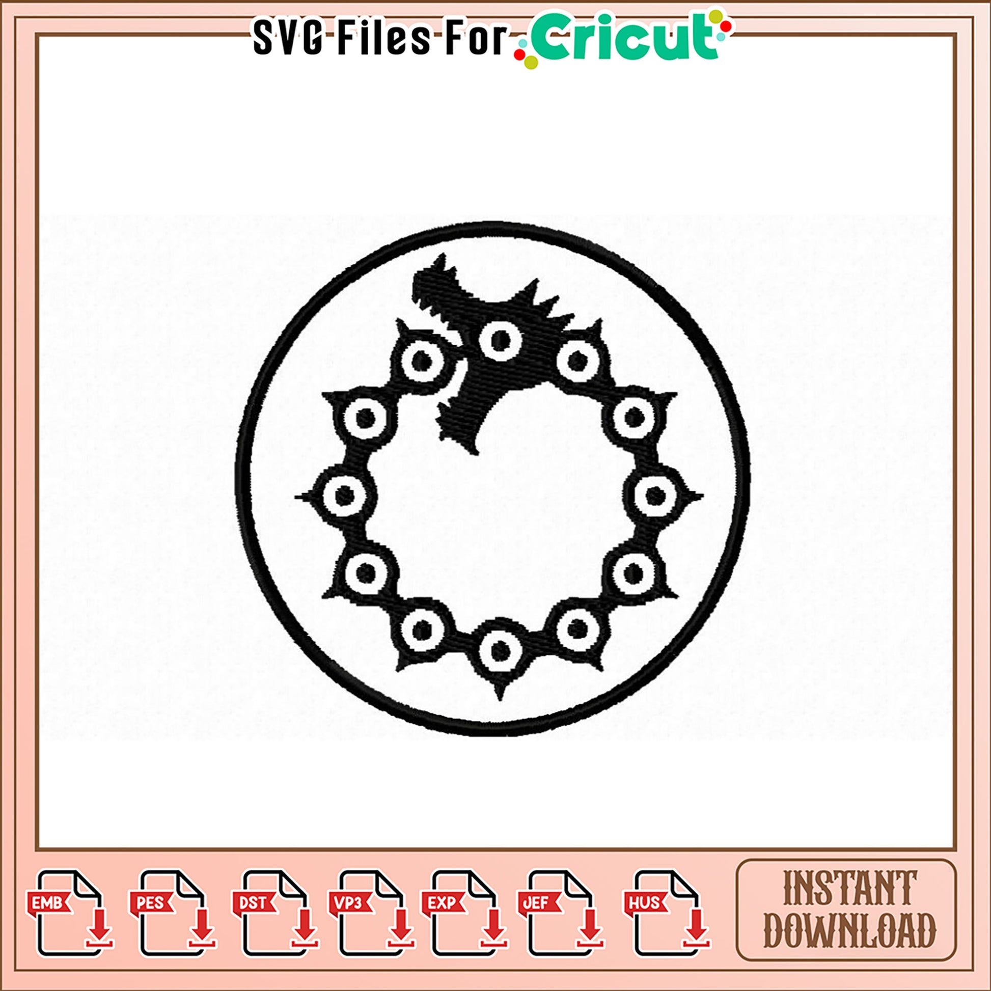 Seven Deadly Sins Dragon Embroidery Design Instant Download