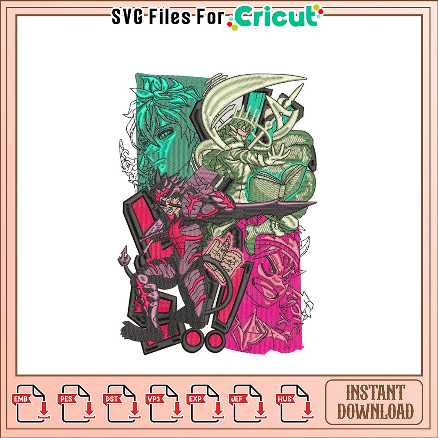 Seven Deadly Sins Embroidery Design Instant Download