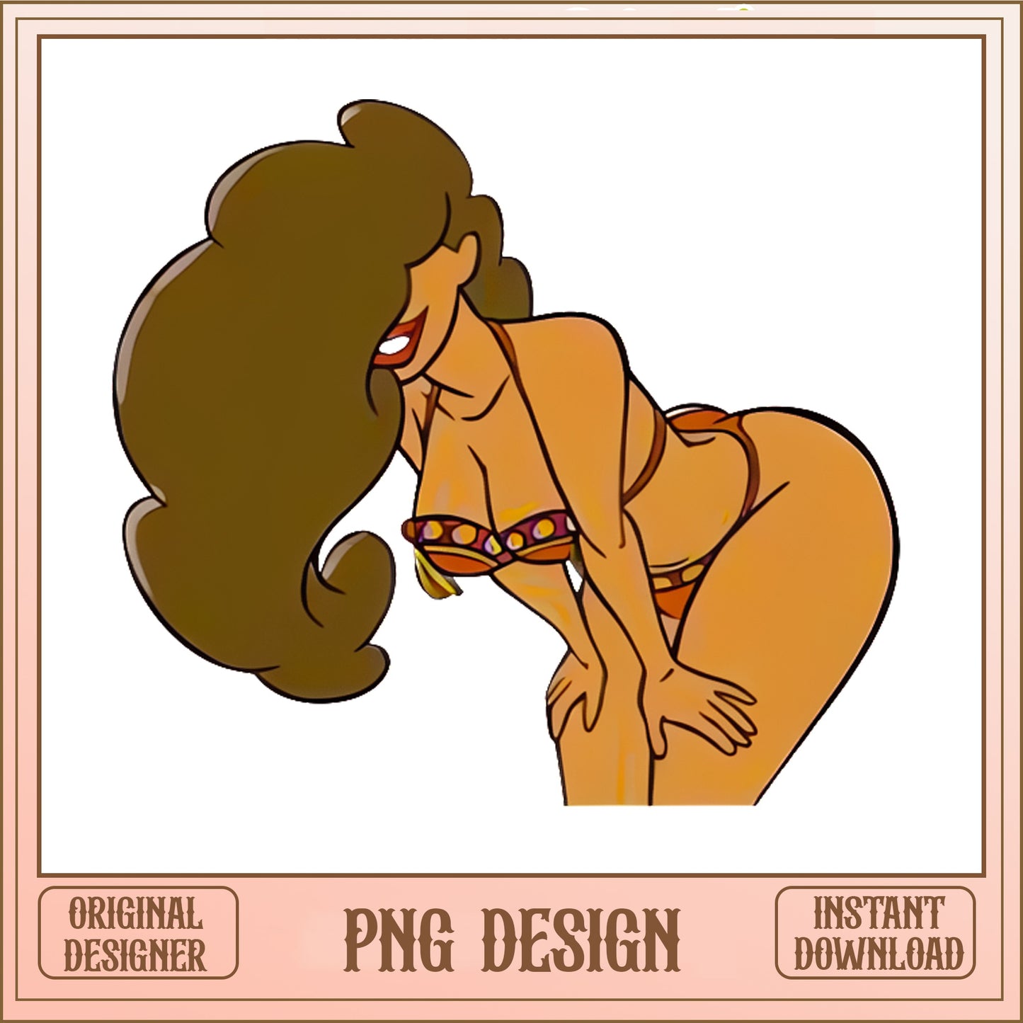 Sexy Cartoon Girl Bikini PNG, Summer Beach Girl PNG, Retro Pin Up PNG