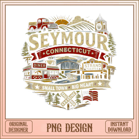 Seymour Connecticut Vintage PNG, CT Small Town, Retro PNG
