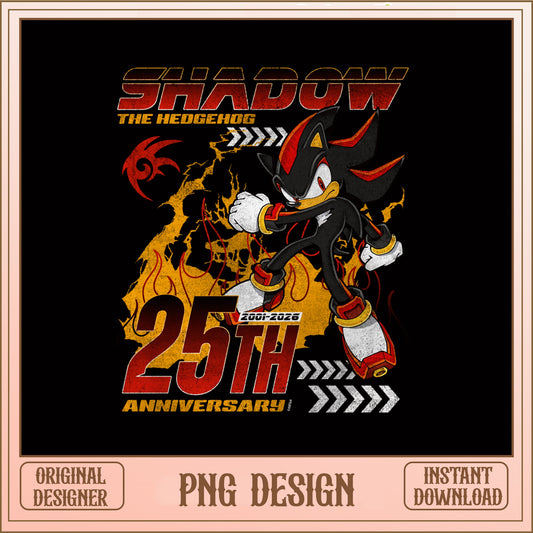 Shadow The Hedgehog 25th Anniversary PNG, Sonic PNG, Gaming PNG