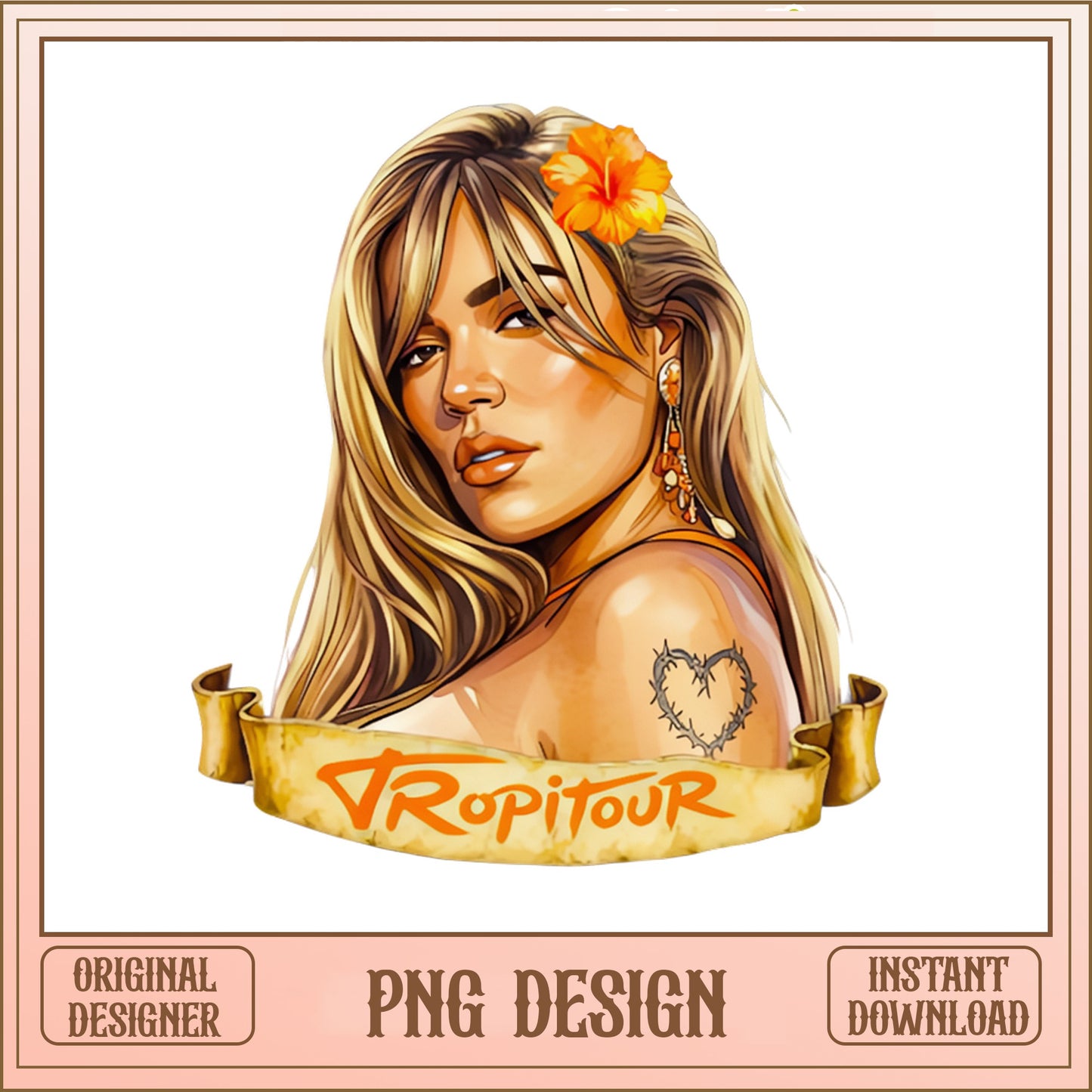Shakira Tropitour PNG, Latin Music Fan Art PNG, Singer Portrait PNG