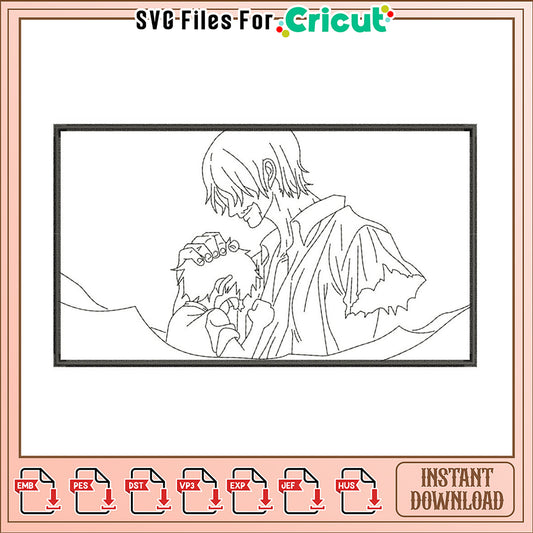 Shanks & Luffy Embroidery Design Instant Download
