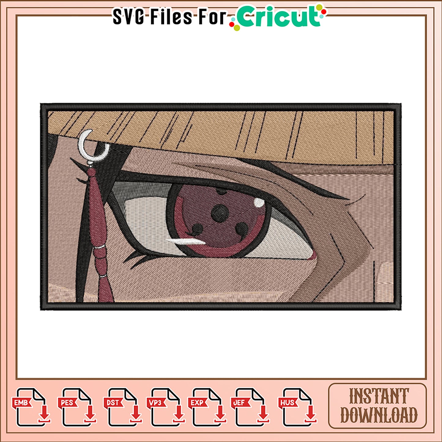 Sharingan Eye Embroidery Design Instant Download