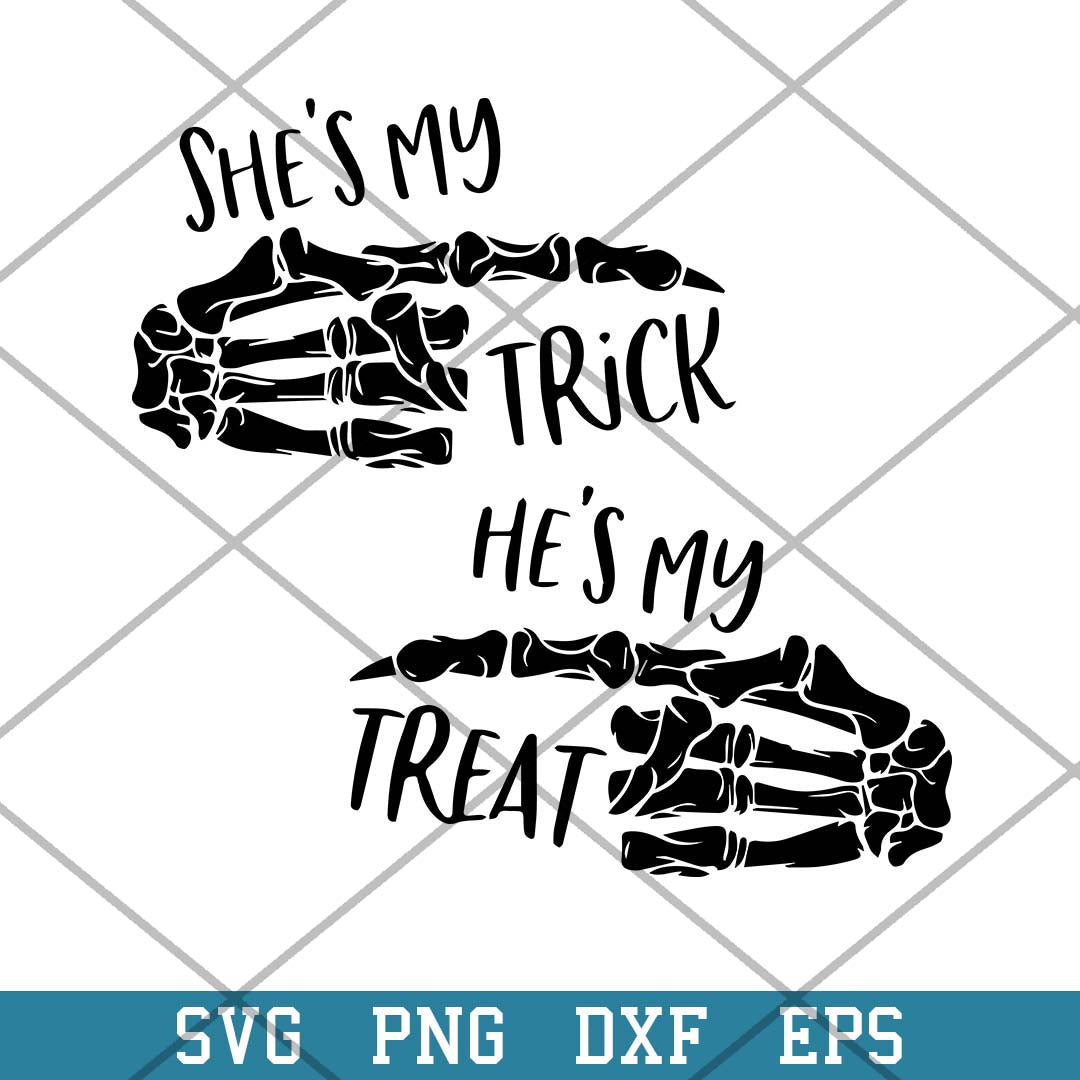 She Is My Trick He Is My Treat Svg, Halloween Svg-Svgfilesforcricut