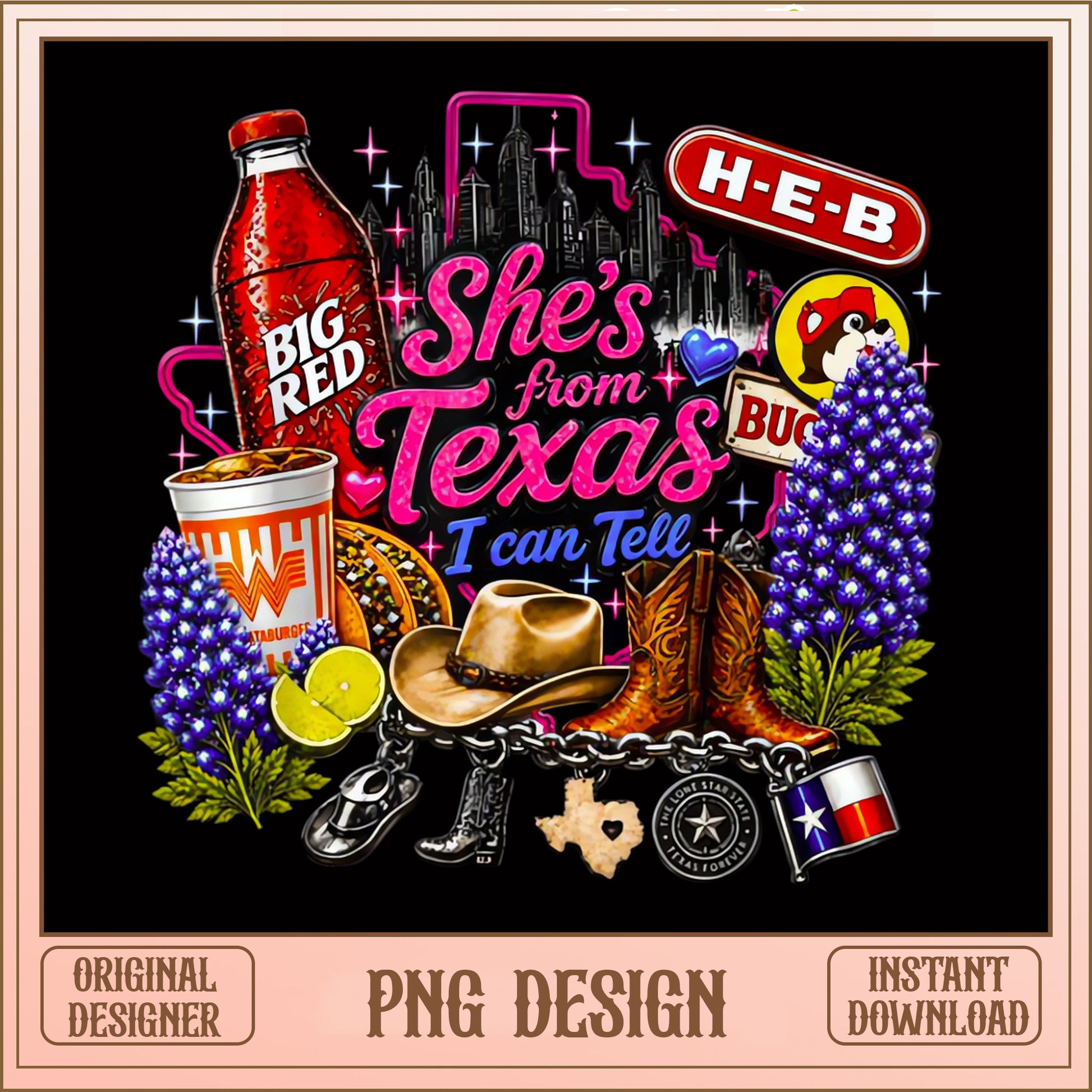 She's From Texas I Can Tell PNG, Texas Girl Sublimation, Cowboy PNG