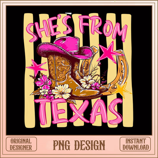 She's From Texas PNG, Cowgirl Western Boots PNG, Country Girl PNG