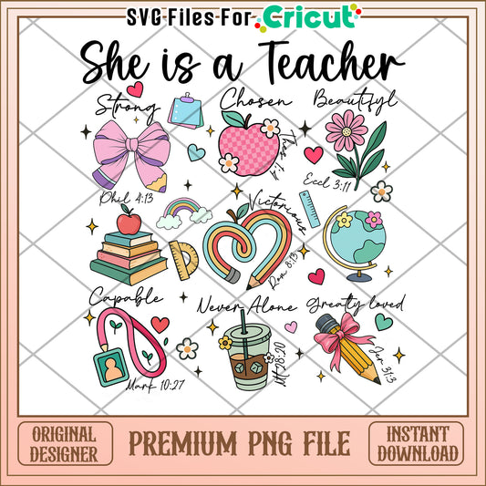 She is a teacher cute design png, teacher png