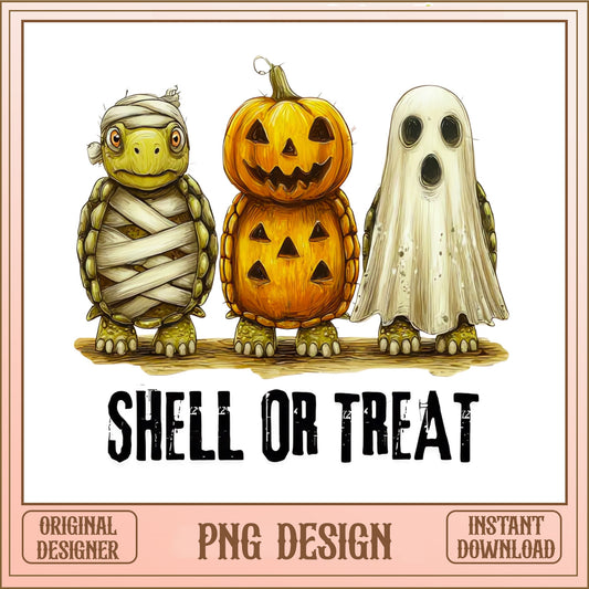 Shell Or Treat Halloween Turtle PNG, Funny Turtle PNG, Halloween PNG