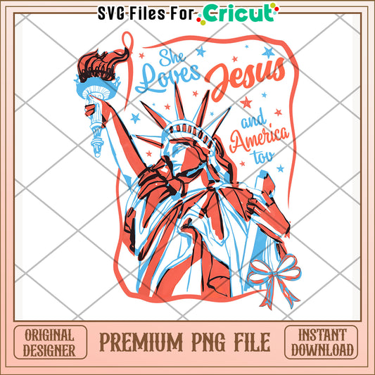 She love jesus and america too desgin png, love for america png, patriotic theme png