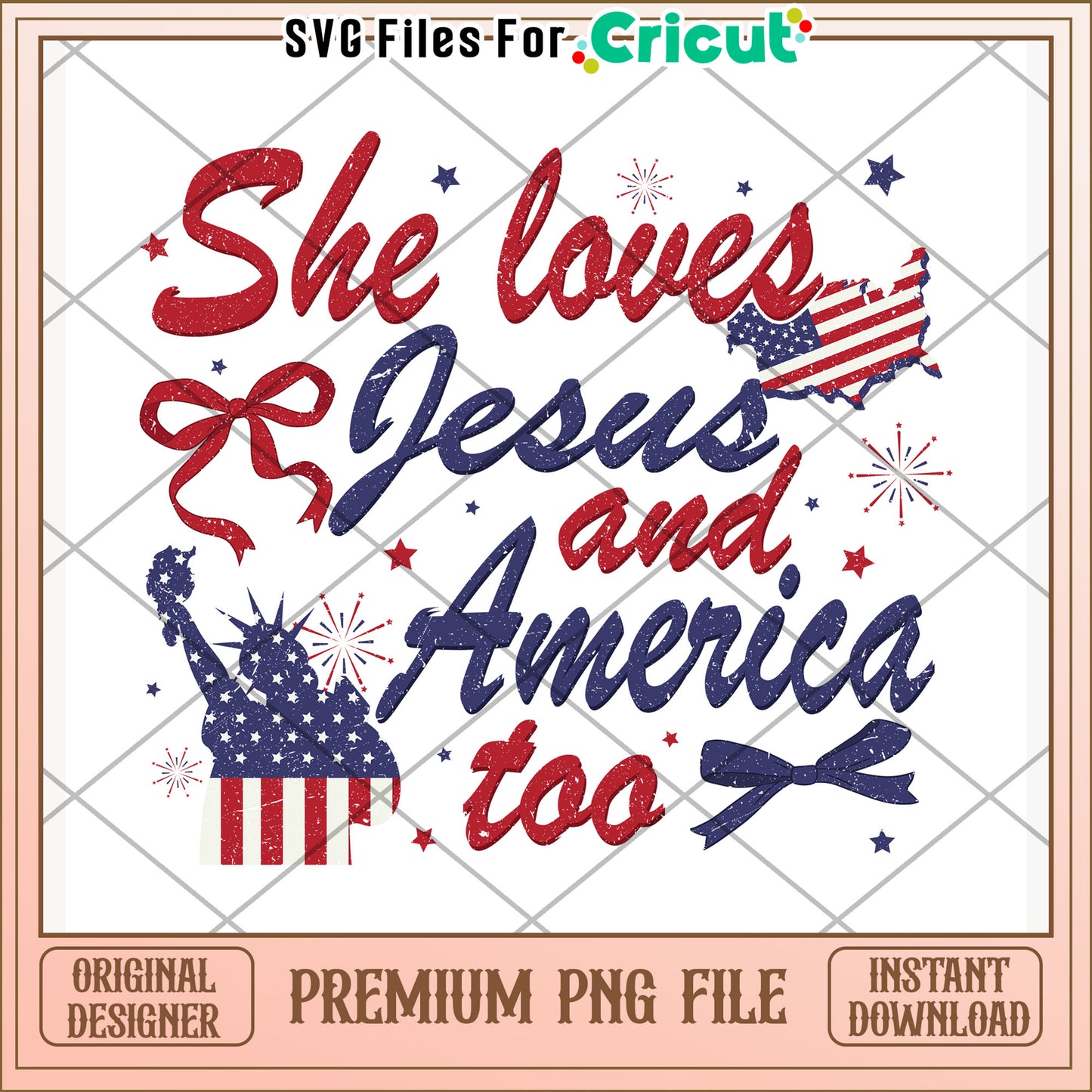 She loves jesus and american too png, america i love png, red white and blue png