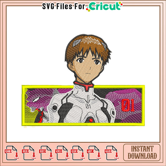 Shinji Ikari Eva-01 Embroidery Design