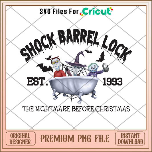 Shock barrel lock est 1993 The Nightmare Before Christmas png,  Nightmare before christmas png, digital download