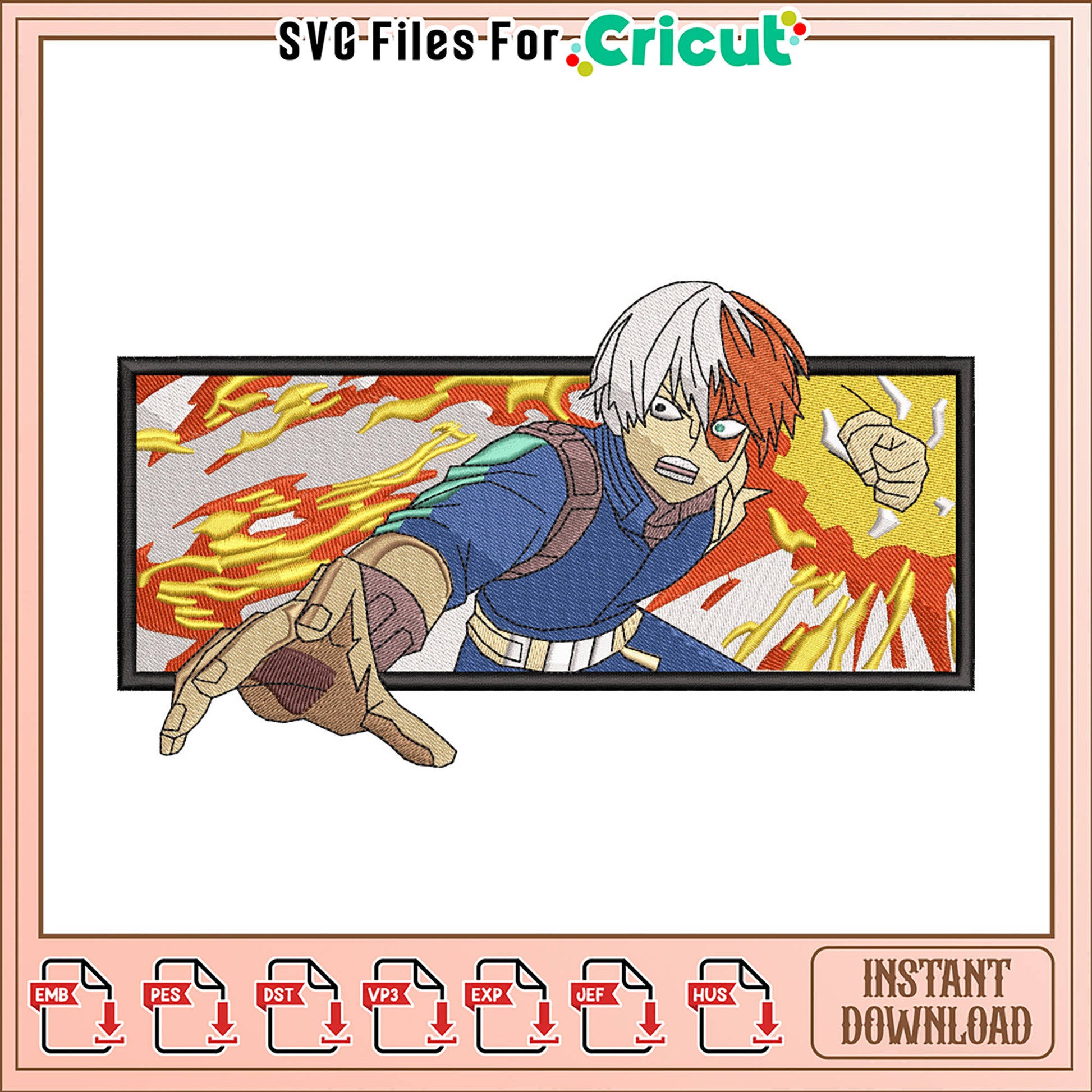 Shoto Todoroki Embroidery Design Instant Download