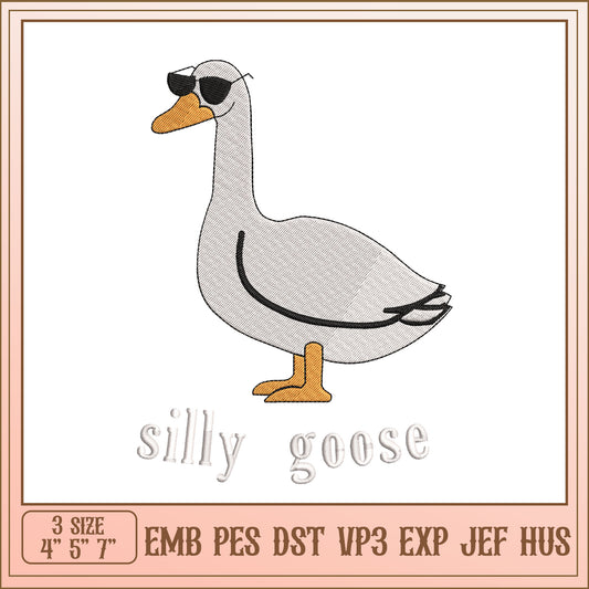 Silly Goose Embroidery Design - 3 Sizes