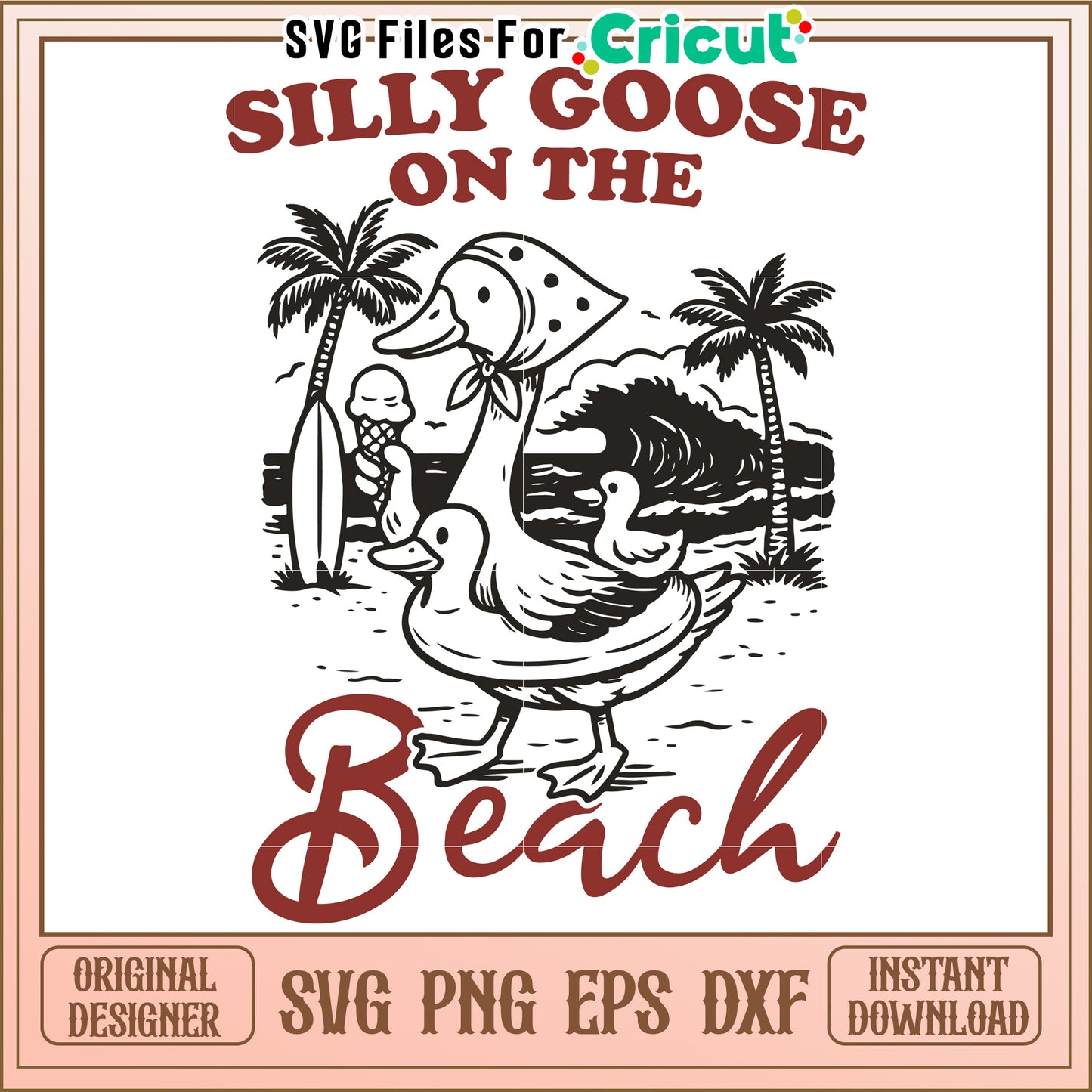 Silly goose on the beach svg, cartoons characters svg, halloween costumes svg