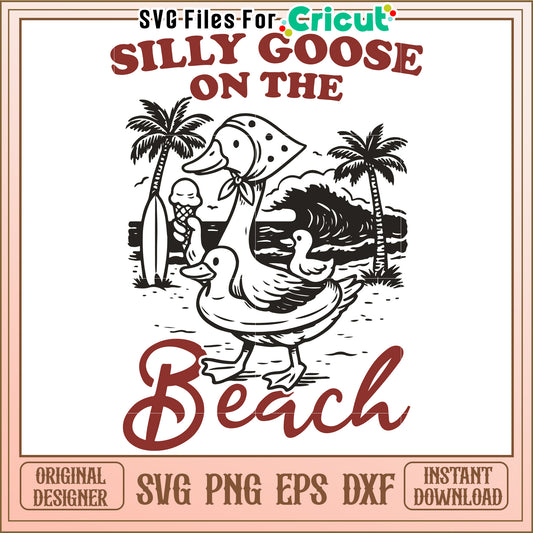 Silly goose on the beach svg, cartoons characters svg, halloween costumes svg