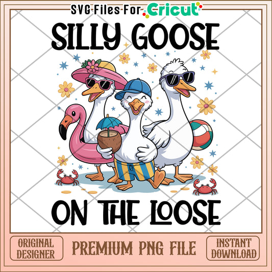 Silly goose on the loose at the beach png, summer holiday png