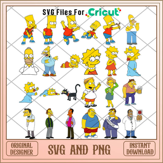 Simpsons family members svg bundle