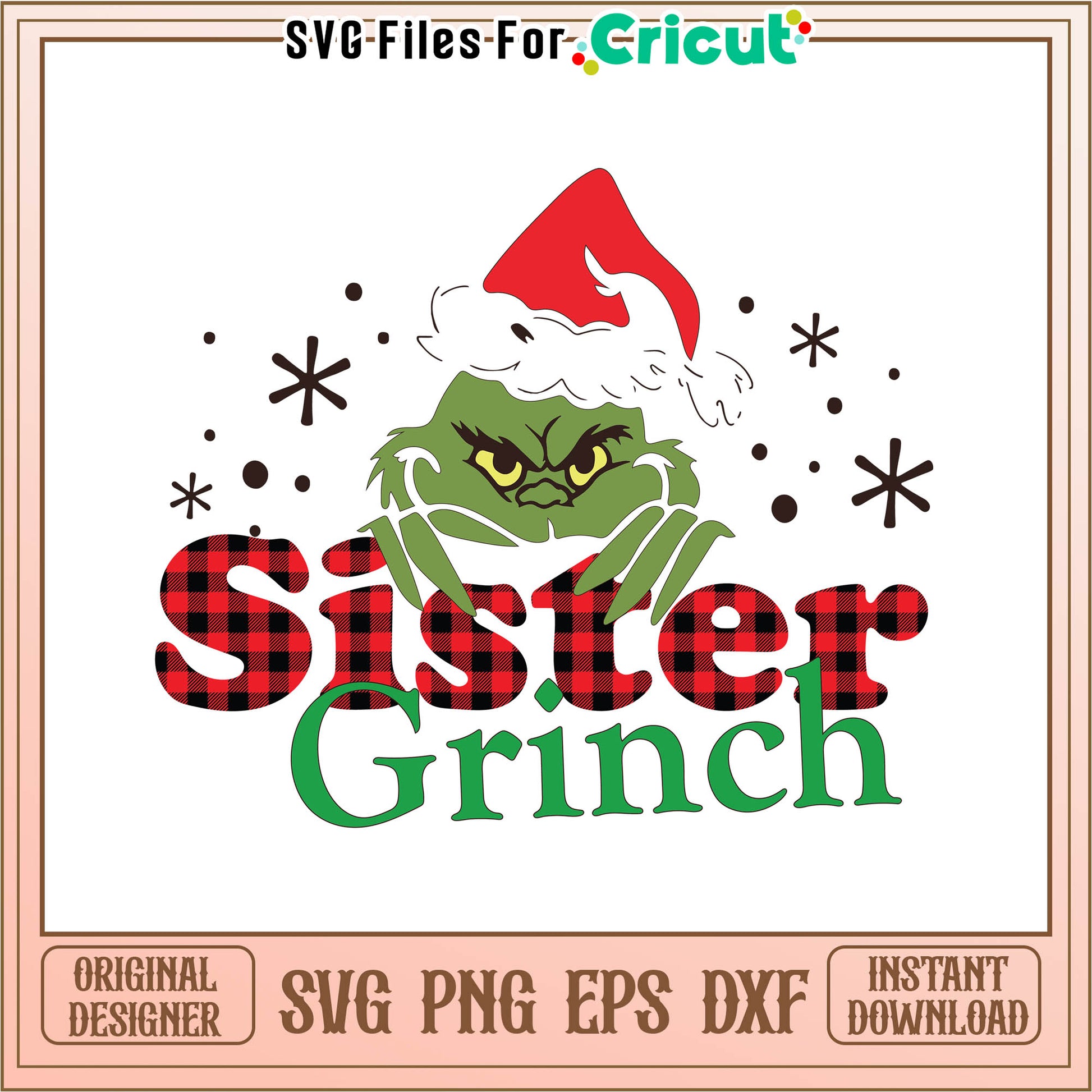 Sister grinch christmas cartoon svg, grinch pajamas family​​ svg