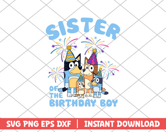 Sister of the birthday boy cartoon svg 