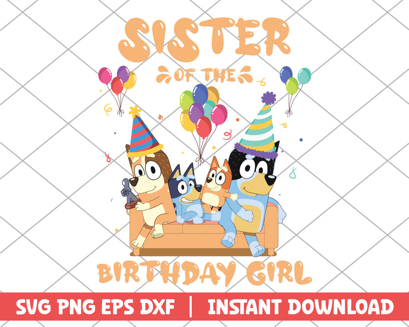 Sister of the birthday girl cartoon svg 