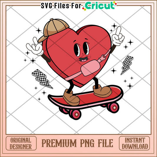 Skateboarding Heart PNG Valentines Day Design