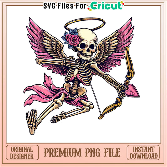 Skeleton Cupid PNG Valentines Day Graphic