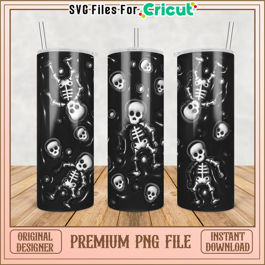 Skeleton Design Tumbler PNG File for Cricut Projects Download
