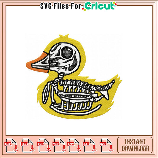Skeleton Duck Embroidery Design for Craft Projects