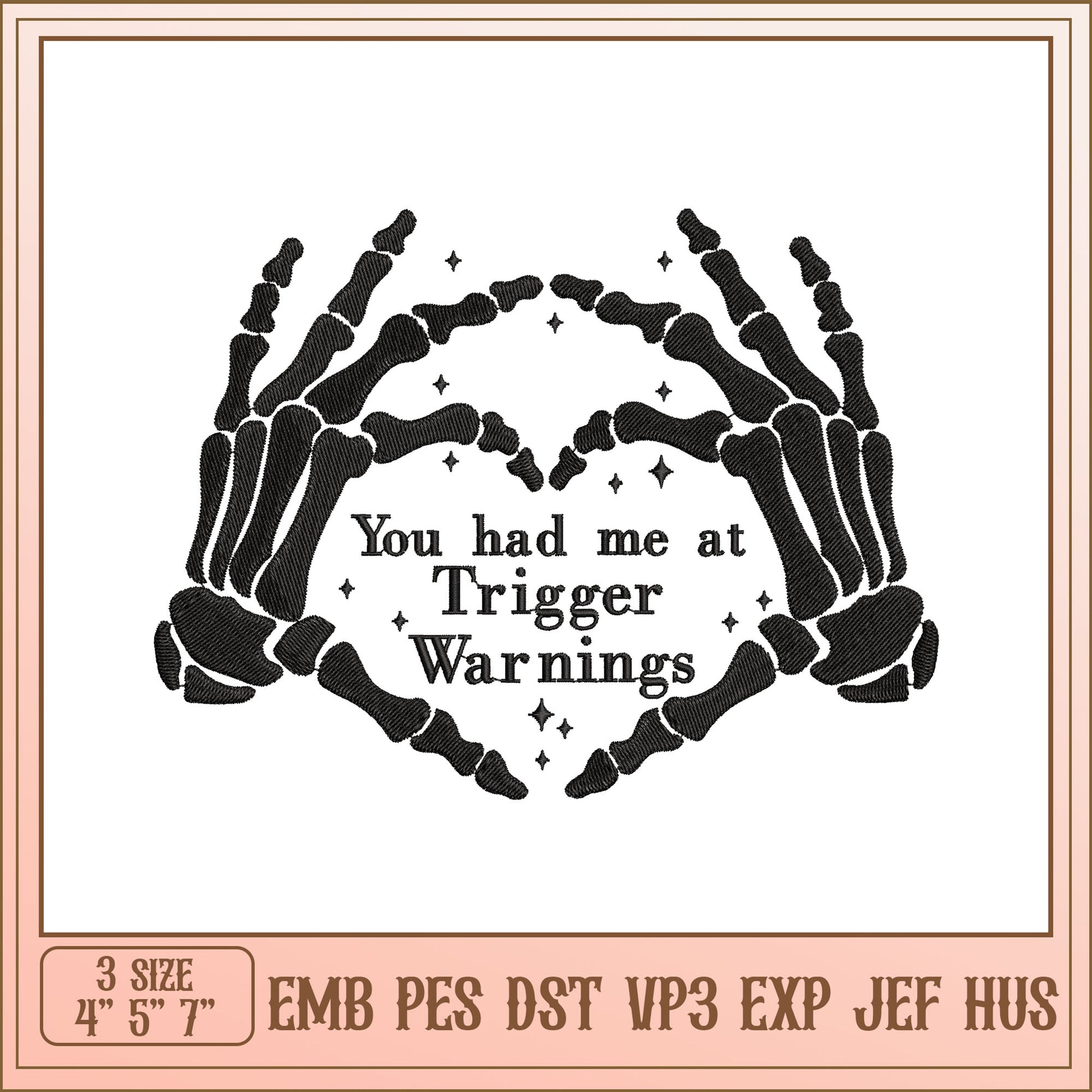 Skeleton Hands Embroidery Design