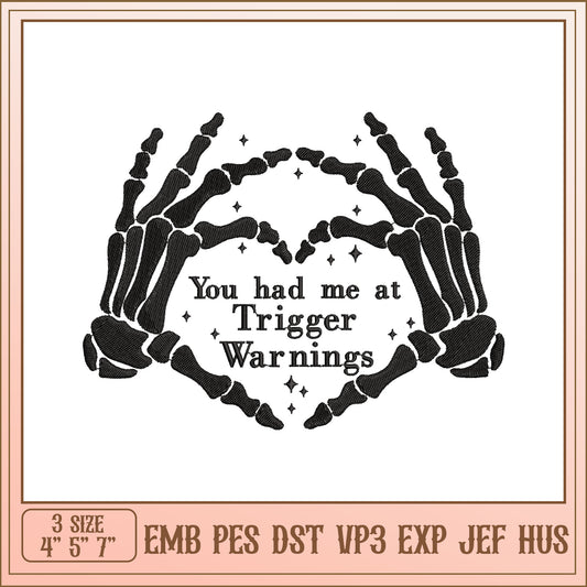 Skeleton Hands Embroidery Design