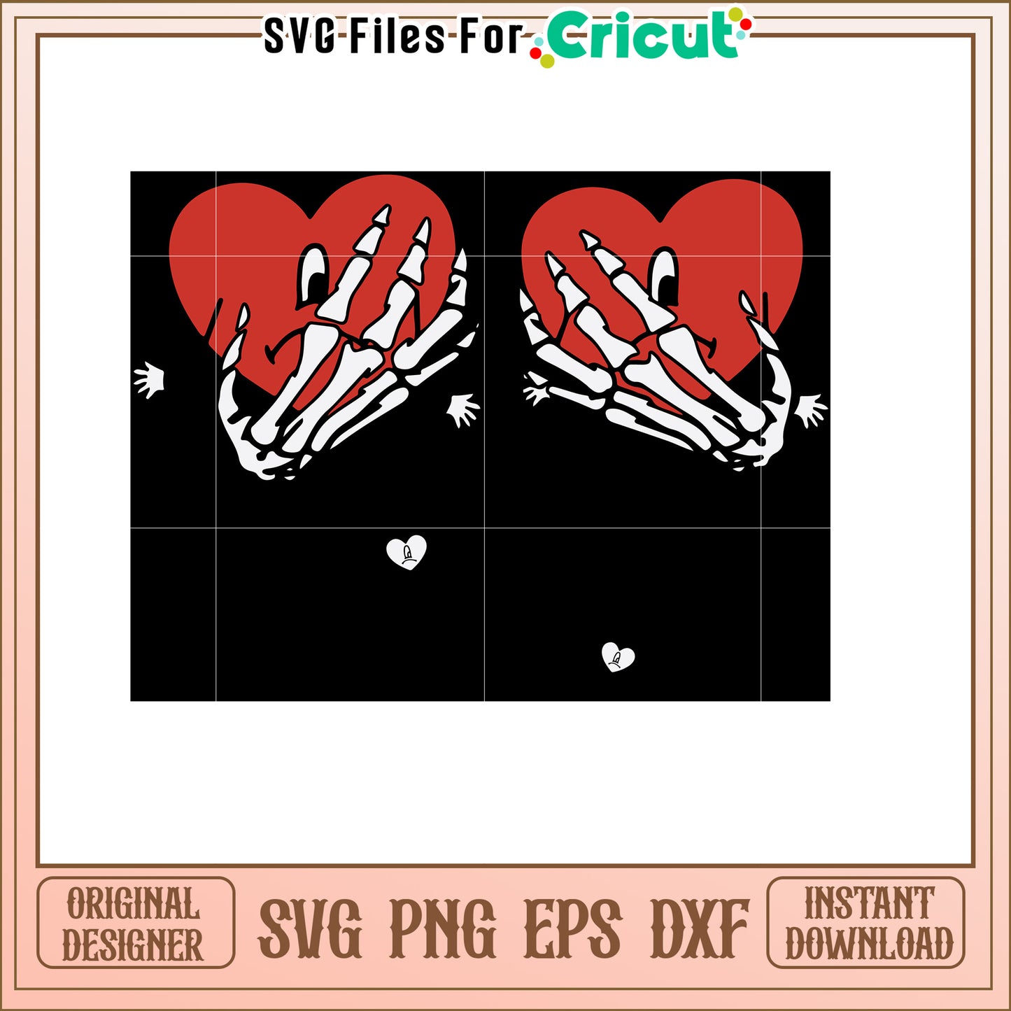 Skeleton Hands Holding Hearts SVG