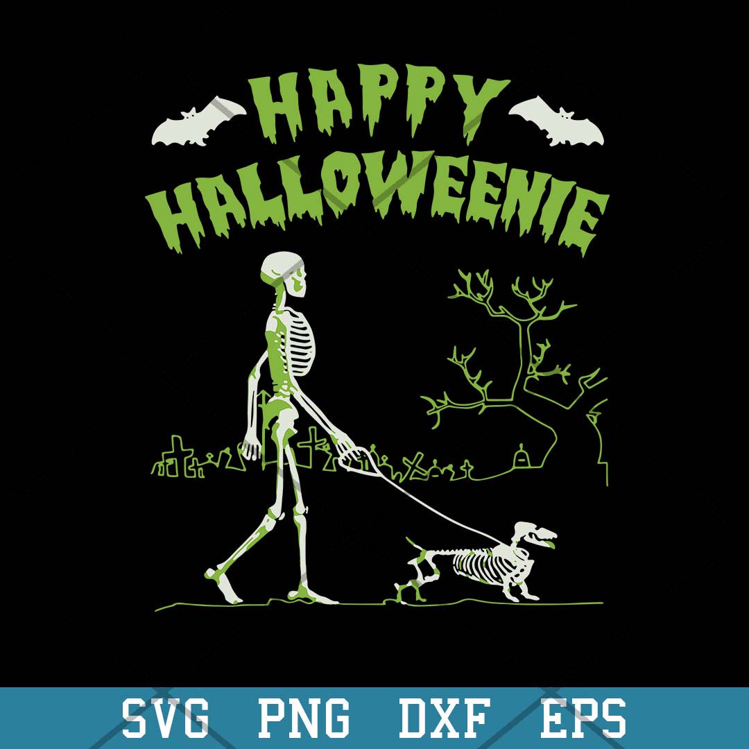 Skeleton Happy Halloweenie Svg, Halloween Svg-Svgfilesforcricut