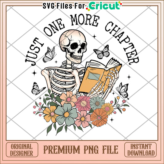 Skeleton Reading Book Floral PNG