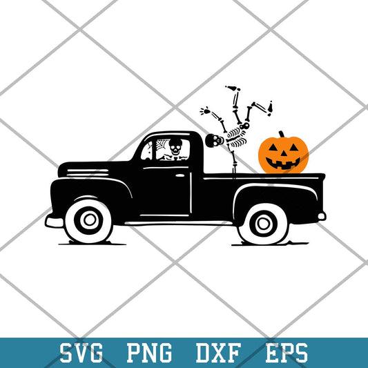 Skeleton Truck Pumpkin Halloween Svg, Halloween Svg-Svgfilesforcricut