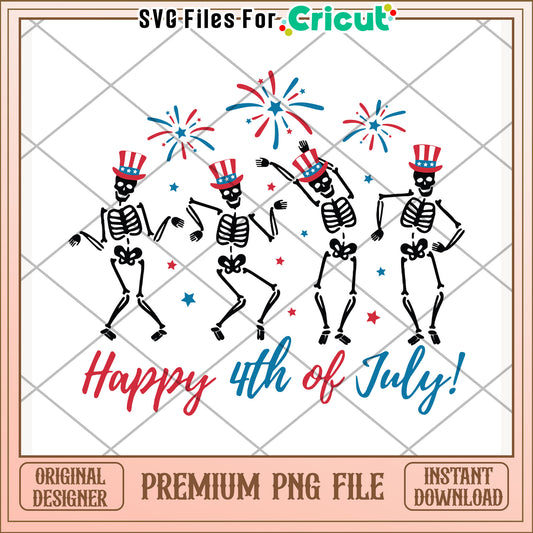 Skeleton happy 4th of july png, spooky design png, festive illustration png