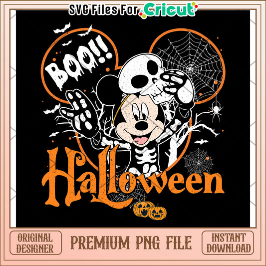Skeleton mickey png, halloween decorations png, spooky fall png