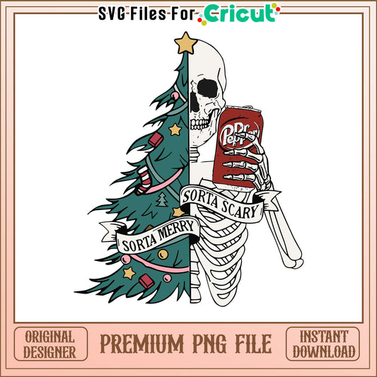 Skeleton with Christmas Tree Design, Perfect for Holiday Crafts