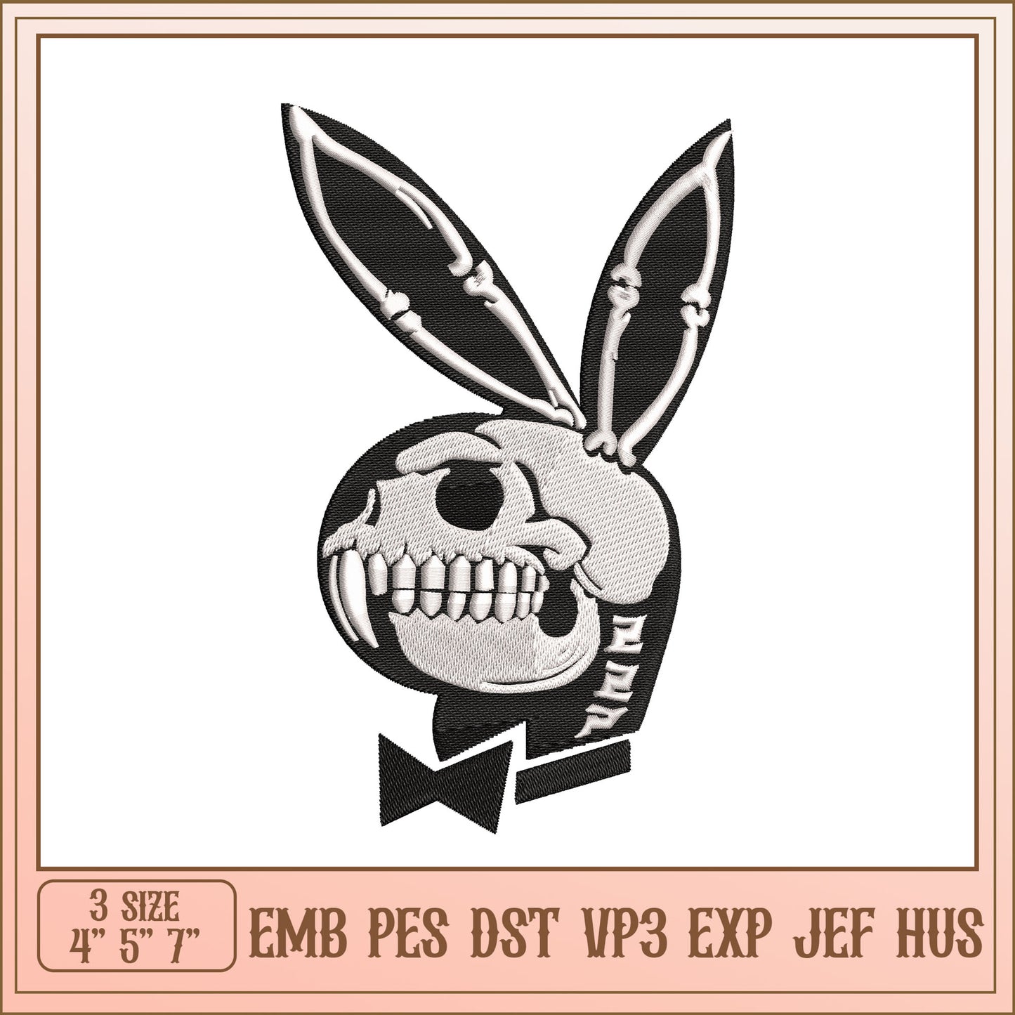 Skull Bunny Embroidery Design