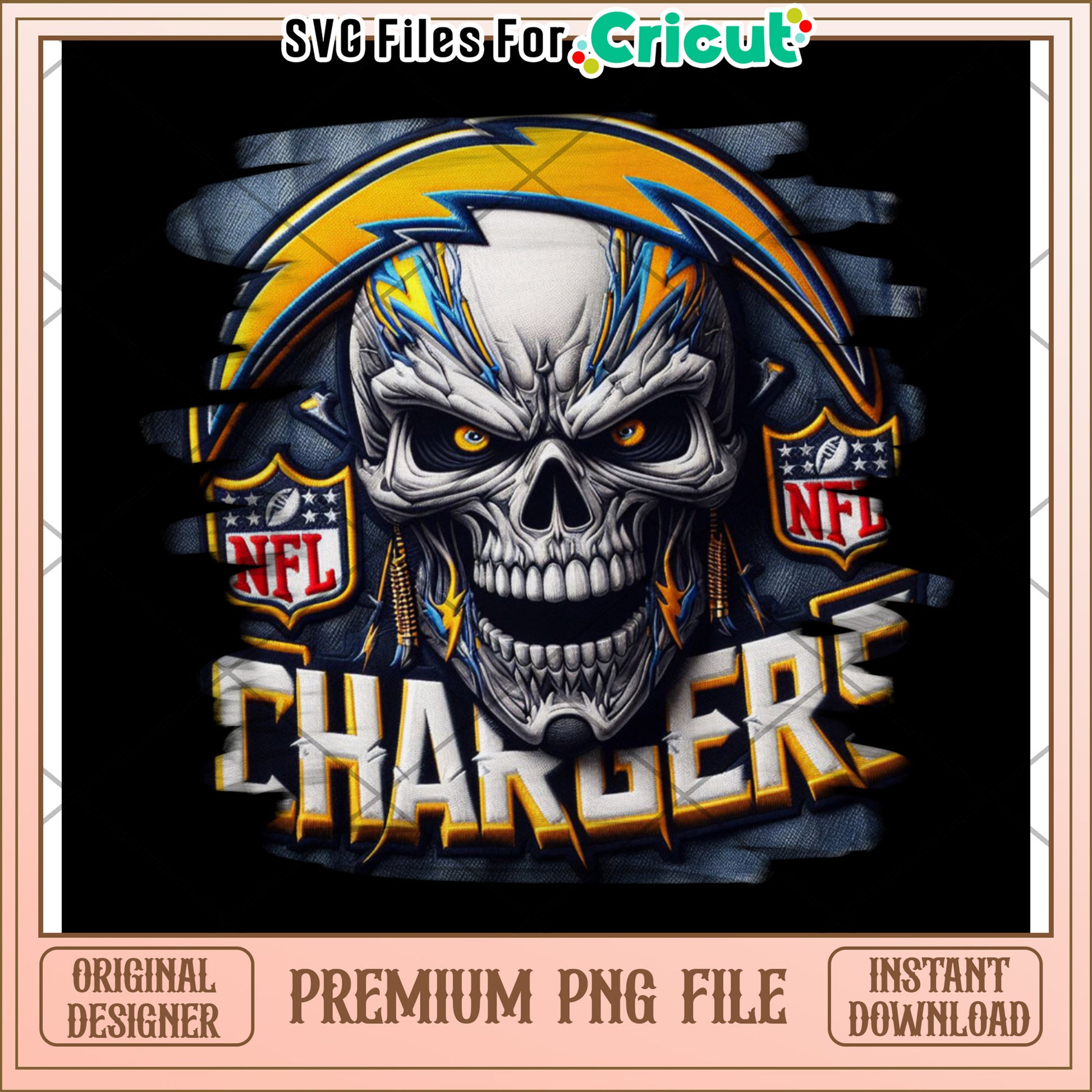 Skull Charger Design for Cricut, Premium Instant Download PNG File