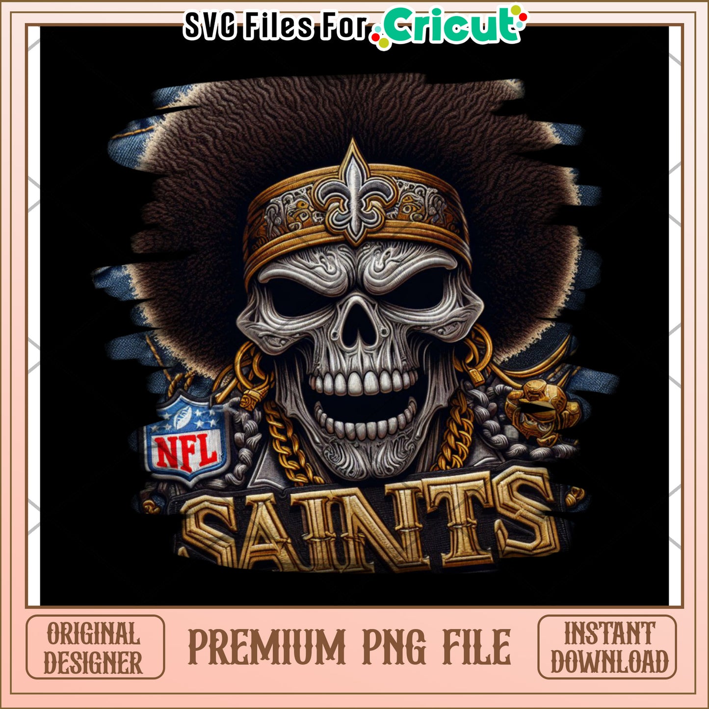 Skull Design with Saints Logo, Perfect for Cricut Projects