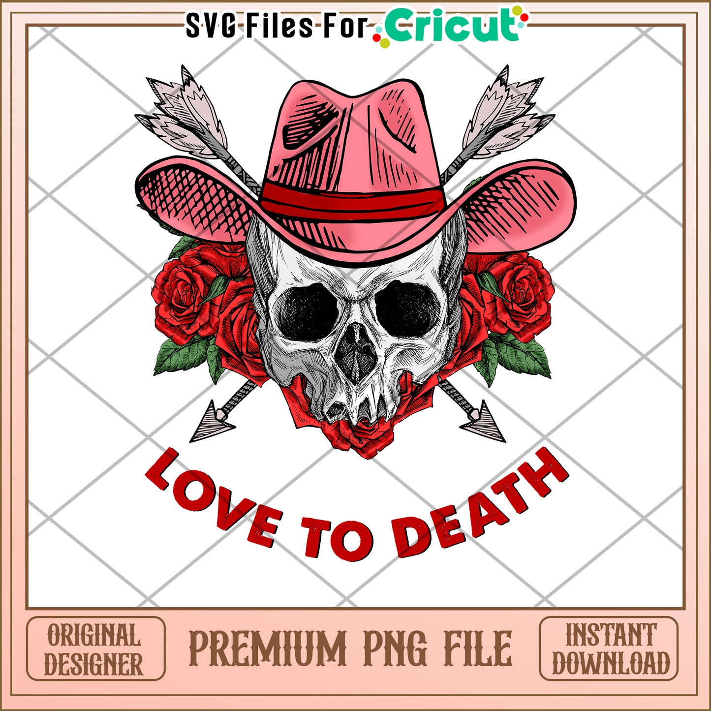 Skull Roses Hat PNG Cricut File