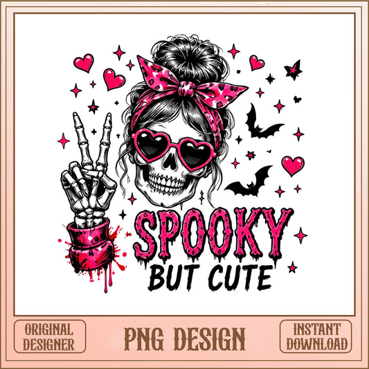 Skull Messy Bun Spooky But Cute PNG, Halloween PNG, Skeleton PNG