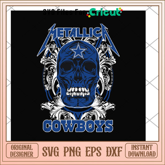 Skull Metallica Dallas Cowboys svg, Skull svg, new nfl svg