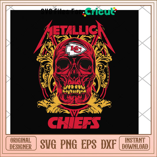 Skull Metallica Kansas City Chiefs svg, Skull svg, new nfl svg