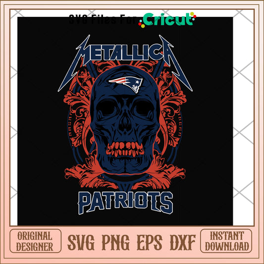 Skull Metallica New England Patriots svg, Skull svg, new nfl svg