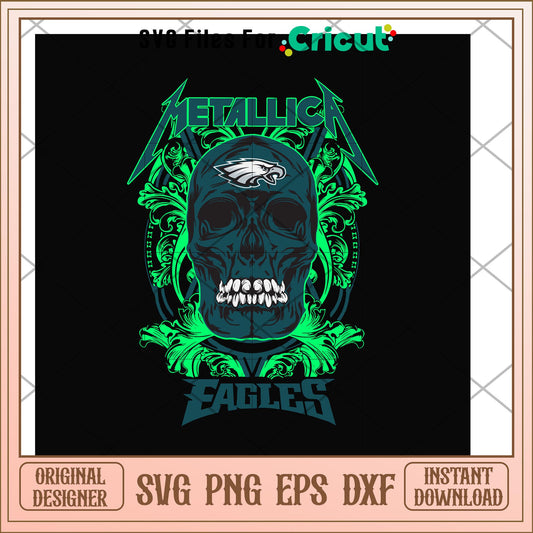 Skull metallic eagles svg, Skull svg, new nfl svg