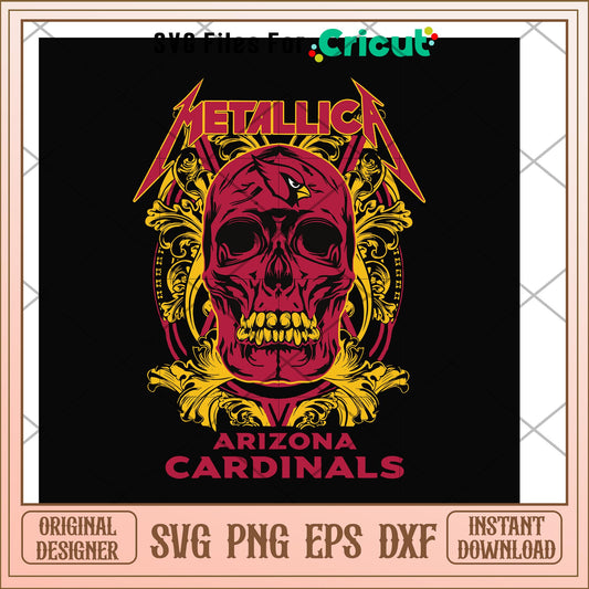 Skull metallica Arizona Cardinals svg, Skull svg, new nfl svg