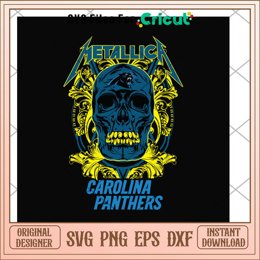 Skull metallica Carolina Panthers svg, Skull svg, new nfl svg